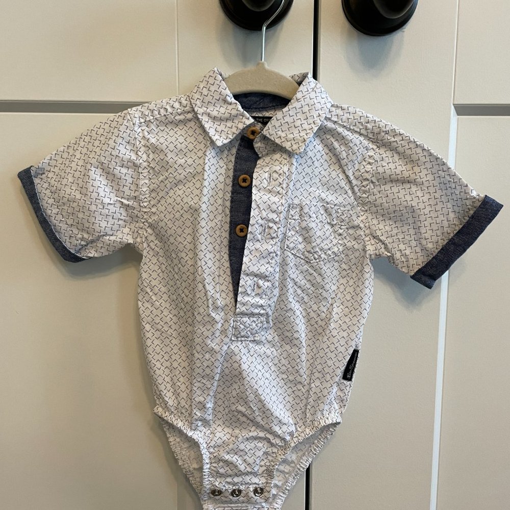Ben Sherman Geometric White Button Down Onesie